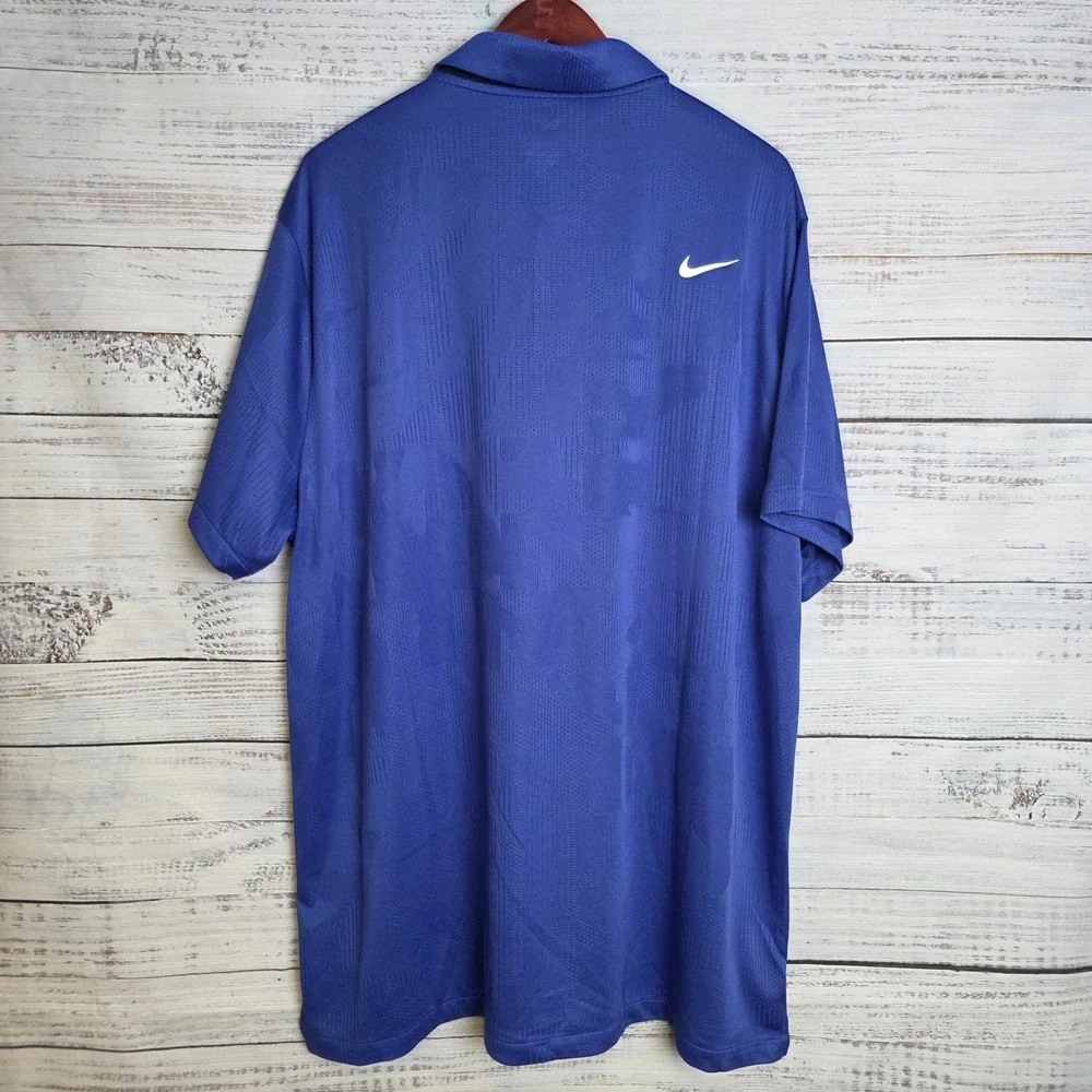 Nike Dri-FIT Tour Jacquard Golf Polo Mens 2XL Blue Performance Short Sleeve